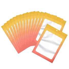 100 Pcs Resealable Mylar Ziplock Food Storage Bags, Gradient Color Smell Proof Bag with Clear Window, Packaging Pouch for Coffee Beans Candy Sample Food (Yellow Orange, 2.7 X 3.9 Inch)