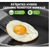 Hybird Nonstick Frying Pan with Lid 12 inch,Stainless Steel Skillet,Ceramic