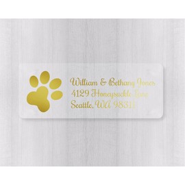 60ct - Foiled Paw Print Clear Address Labels (#351-CF)