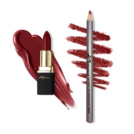 Khasana Lipstick and Lip liner Set, Matte Finish, Vitamin E and Vitamin C Infused for Nourishment, and Hydration, Long Lasting Creamy Formula, Color Matched Gift Pack (TAKE ON ME)