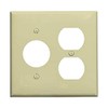 2-Gang Combo Lexan Plastic Wall Plate - 1 Single Receptacle, 1 Duplex, Ivory