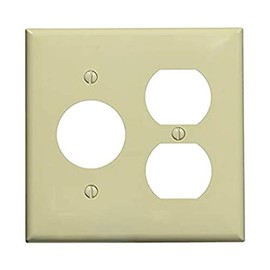 2-Gang Combo Lexan Plastic Wall Plate - 1 Single Receptacle, 1 Duplex, Ivory