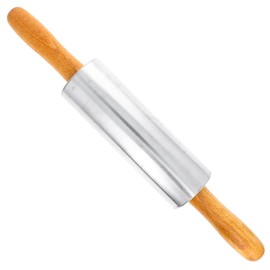 Beille Oak Wood Stainless Steel Barrel Classic Bakers Rolling Pin Baking Supplies Kitchen Essentials (2 Sizes) (13 Inch)