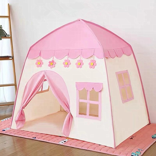 Children's Tent for Indoors, Play Tent, Children's Tent, Play Tent, Girls Playhouse, Children, Indoor, 130 x 100 x 130 cm, Large Children's Play Tent, Children's Play Tent for Children (Pink)