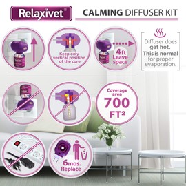 Cat Calming Diffuser & Pet Anti Anxiety Products - Feline Calm Pheromones Plug in & Cats Stress Relief - Relaxivet Comfort Helps with Pee, New Zone, Aggression, Fighting with Dogs & Other Behavior