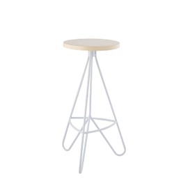 JONATHAN Y BSL1002D Trinity 30" Modern Industiral Iron Tripod Backless Bar Stool for Home, Kitchen, Dining Room, Workspaces, Cafes and Resturants, Almond Seat with White Frame