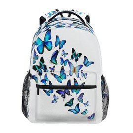 Blue Butterfly Backpack Butterflies Student School Bag Bookbag 14 inch Laptop Backpacks Travel Daypack Shoulder Bag