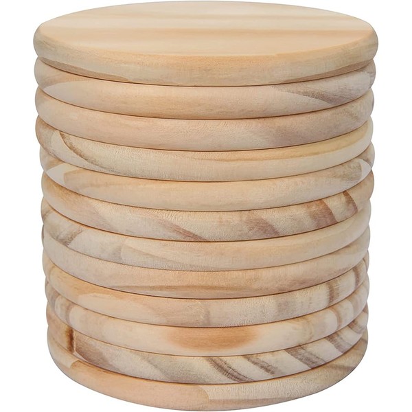 Lidzopas 10 Pieces Unfinished Wooden Coasters Round Blank Mosaic Coasters