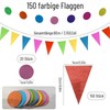 150 Flags Bunting Outdoor 80 Metres, Reusable Rainbow Fabric Garland