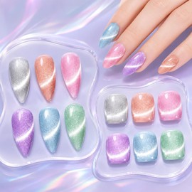Kit cat eye gel polish, 6 Brillo Colores Esmalte Ojo de Gato Para Uñas, Colores de Macarróan,Secado Rápido,Regalo de Manicura DIY para Mujeres