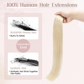 SEGOHAIR Tape in Hair Extensions Human Hair, 18" Invisible Tape in Hair Extensions, 10Pcs Real Hair Straight Natural Remy Tape Hair Extensions - Platinum Blonde