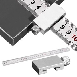 Nizirioo Marking Gauge Metal with Stop: 30 cm Marking Gauge Stop Ruler, Stainless Steel Marking Ruler, Marking Tool Metal, Ruler Stop Scribing Tool for Woodworking, DIY, Crafts