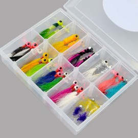 Crappie Jigs Fishing Lure 38pcs (1/16oz & 1/32oz) for Panfish Jig Sunfish Bluegill Bass Zander Crappie Pliers Fishing Marabou Feather Jig Micro Jig Head Hook