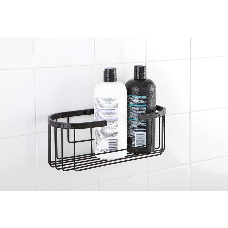 TATAY - Large oval shower basket with front opening. Black