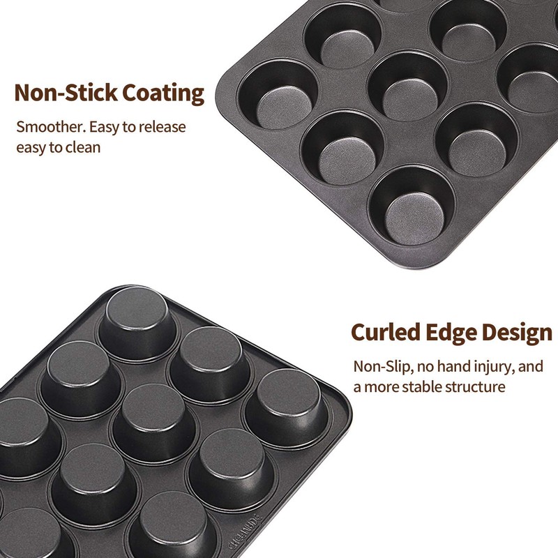 DIVCHI 12 Cups Muffin Tray - Nonstick BPA Free &