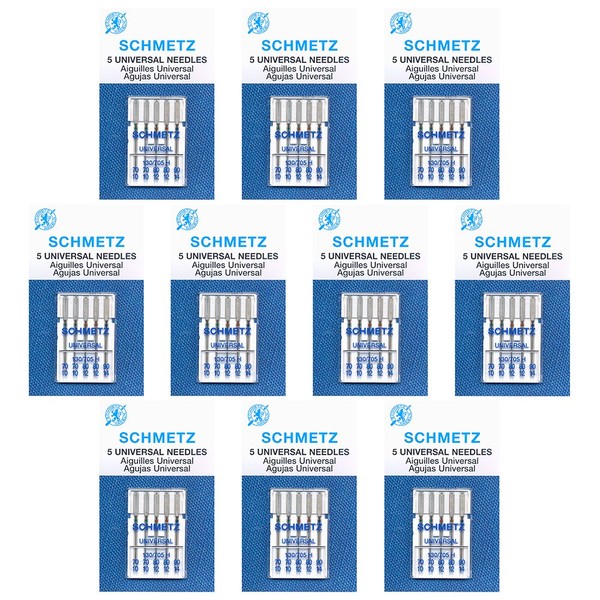 50 Schmetz Universal Sewing Machine Needles -  Assorted Sizes -
