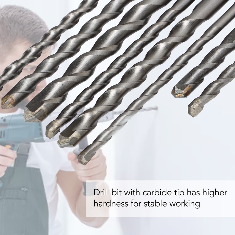 8Pcs Hammer Drill Bit Carbide Tip 2 Flute Drilling Tool