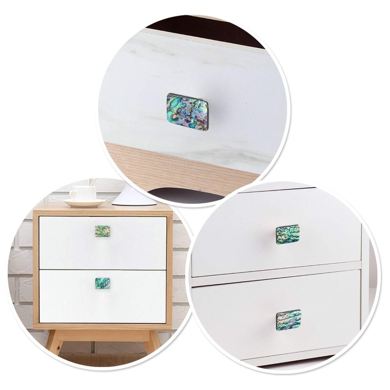 Amogeeli 4pcs Abalone Shell Brass Cabinet Knobs Set with Screws,