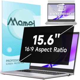 Mamol 360°Laptop Privacy Screen 15.6 Inch 16:9, 4 Way Computer Monitor Privacy Shield, Matte Anti Glare Blue Light Privacy Filter Compatible with Lenovo Hp Dell Acer Asus Thinkpad Envy Xps