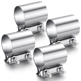 MorningRo 4 Pcs 2.5 Inch Exhaust Clamp 2 1/2" Stainless Steel Exhaust Pipe Muffler Clamp Butt Joint Band Sleeve Coupler for Pipes Muffler Connections, Catalytic Converters