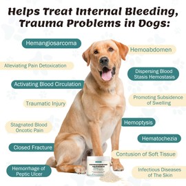 Blood Support for Dogs, Sanqi Powder & Turkey Tail Mushroom for Dogs, with Hemangiosarcoma, Hemoabdomen, Severe Bruising, Hemangiosarcoma & Hemoabdomen Treatment Promotes Post - Rich in PSP, 60g