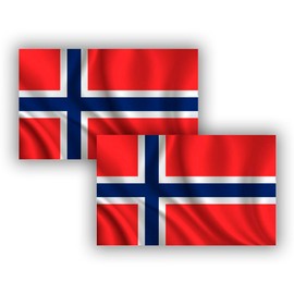 Norway Flag, Flag 90 cm x 150 cm, Large Flag with Pole Loop and Cords to Fasten, Lightweight Flag for Sports, Football, Buildings (Norway 2 Units)