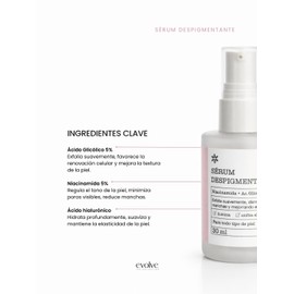 Sérum Facial Despigmentante con Ácido Glicólico 5% y Niacinamida 5%, 30 ml, Ilumina y Unifica el Tono, para Todo Tipo de Piel