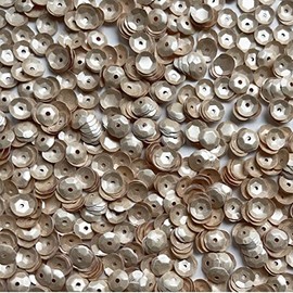 5mm Cup Sequins Champagne Ivory Beige Opaque Satin Pearl Medium Hole Made in USA