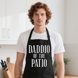 Grill Apron for Daddy, Daddio of The Patio, Dad Gifts from Daughter Son - Funny Fathers Christmas, Birthday Gifts for Dad, Best Step Daddy, Father in Law - Papa Aprons for Grilling BBQ Cooking