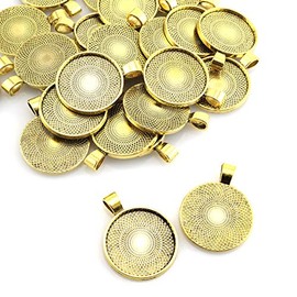 Lind Kitchen 25pcs Round Bezel Pendant Trays Setting Cabochon Blank Base for DIY Crafting Photo Jewelry Findings Making Accessories 25mm
