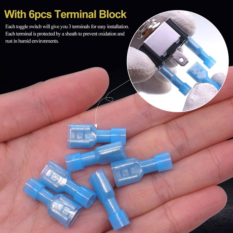 Taiss 2Pcs Rocker Toggle Switch Lighted 30A 12V DC SPST
