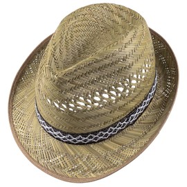 Lipodo Harvest Helper Straw Hat (Sun Protection) Women/Men - Made in Italy - Sun Hat in Trilby Look - Hat Made of Light Straw - Beach Hat with Chic Set - Spring/Summer, natural