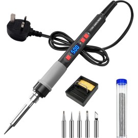 ZONJIE Soldering Iron Kit, 90W LCD Digital Temperature Adjustable 180-500°C Solder Kits, Soldering Gun Welding Tool for Electronics Soldering, Stained Glass Soldering, High Power Soldering
