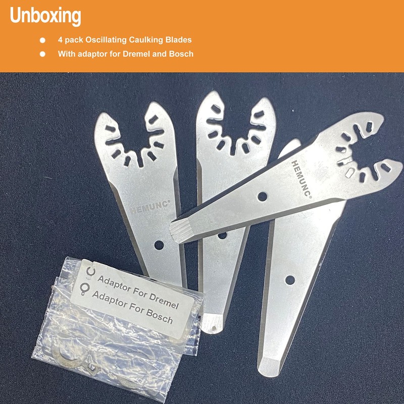 HEMUNC Oscillating Scraper Blades for Caulk Adhesive Sealant Removal for