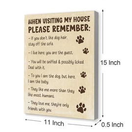 Funny Dogs Wall Art,When Visiting My House Please Remember Dog Canvas Wall Decor for Dogs Room Home Living Bedroom,Dog Lover Gifts