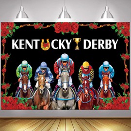 LOONELO Kentucky Derby Backdrop Red Rose Garden Run for The Roses Photography Background 70.8×43.3inch, Churchill Downs Horse Racing Racetrack Banner for Stadium Wall Indoor Outdoor Party Decorations