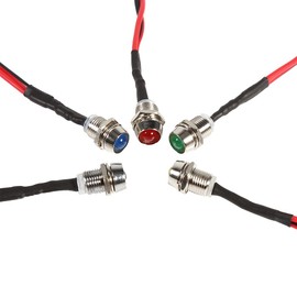 Bediffer LED Power Indicator, 4 Pcs 12V 8mm LED Panel Pilot, Metal Shell Dash Warning Indicator Light, LED Pilot Signal Light Panel Indicator for Universal Cars, Van, Trucks, Boats (Green)