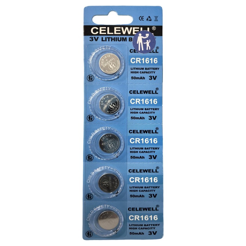 CELEWELL CR1616 5 Pcs 3V Lithium Battery【5-Year Warranty】