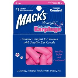 MACK'S Women's Max Dream Girl Soft Foam Ear Plugs for Fine Ear Canal and Sensitive Earplugs (5 Pairs)