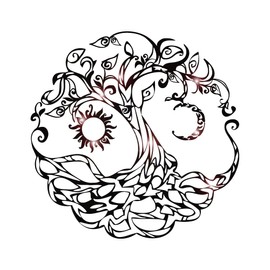 Vinyl Wall Decal Tree of Life Celtic Symbol Moon Sun Day Night Roots Stickers Large Decor (722ig) (Black, S 11 in X 11 in)