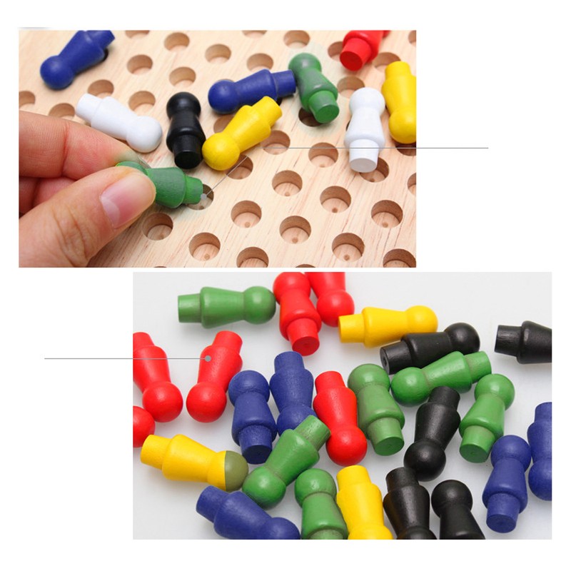 Chinese Checkers Set With Multiple Chess Pieces Wooden Board Interactive