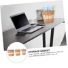 WHAMVOX 3pcs Rattan Woven Storage Basket Stylish Desktop Organizer for