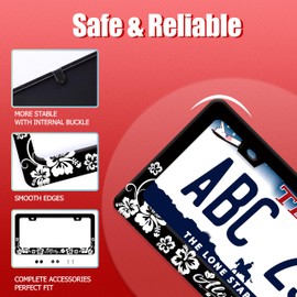 Aloha License Plate Frame Beautiful Hibiscus Flowers License Plate Holder Funny License Plate Stainless Steel Hawaii Car Accessory with Screws for Men Women Cars Decoration 12.3" x 6.3"