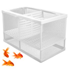 KIPTVO Aquarium Breeding Box, Fish Tank Breeder Net, Large Mesh Breeding Box, with Nylon Mesh Suction Cups Separation Net, Floating Fish for Baby Fishes Shrimp Betta