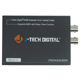 J-Tech Digital Extensor de cadena coaxial HDMI sobre coaxial de 900 pies RG6 / RG7 / RG11 1080p para CCTV, DVR, set de cables [JTECH-EXC900R] [Solo receptor]