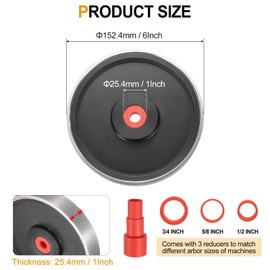 HARFINGTON Diamond Lapidary Wheel 6 Inch x 1 Inch with 1" Arbor Hole 320 Grit Jewelry Grinding Wheels with Reducers, for Stone, Marble, Gem, Glass, Ceramics, Crystal, Cemented Carbide, Steel