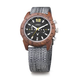 LeeEv Men's Sport Design Wooden Watch, Handmade Light Luminous Multifunctional Date Display Chronograph Military Quartz Bamboo Wood Wristwatch