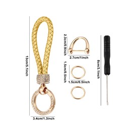 MiOYOOW Car Keychain, Rhinestone Key Holder Anti Lost Leather Key Chain Accessories for Car Key Wallet Access Card Women Men Mother's Day Gifts