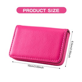 Hnonoxy Business Card Case, Flip Style, PU Leather, High Quality Business Card Holder with Magnetic Closure, Pocket Business Name Card Holder, Credit Card Holder / Wallet for Men and Women, pink-red