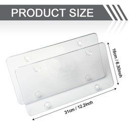 JSCARLIFE Clear License Plate Cover-2 Pack License Plate Protector,PC Material License Plate Frame with Screw Caps Cover Kit for US/CA Standard Cars AAA (Clear-2)